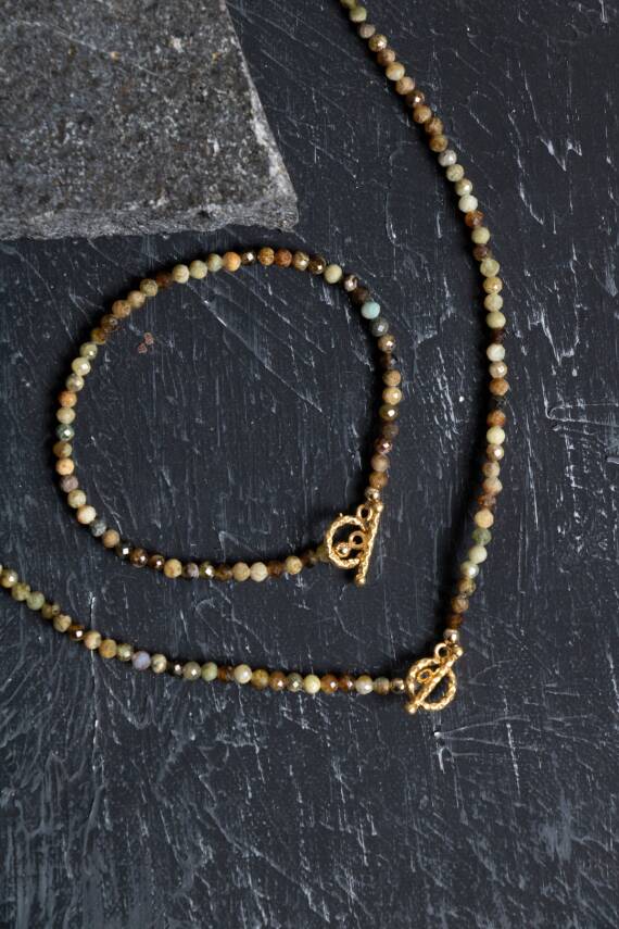 Sertifikalı Apatit, Ay Taşı Gümüş Kapama Doğal Taş Kolye - 4