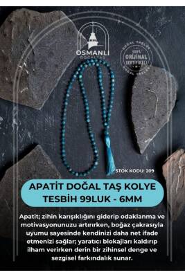 Sertifikalı Apatit Doğal Taş Kolye Tesbih 99luk - 6mm (SK:209) - 2