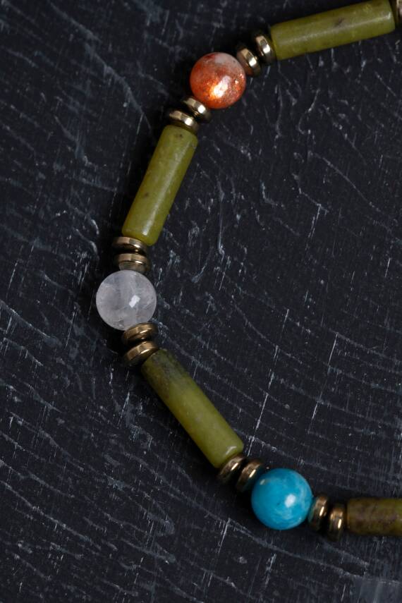 Sertifikalı Apatit, Krizokol ve Yeşim Boğa Burcu Bilekliği - 4