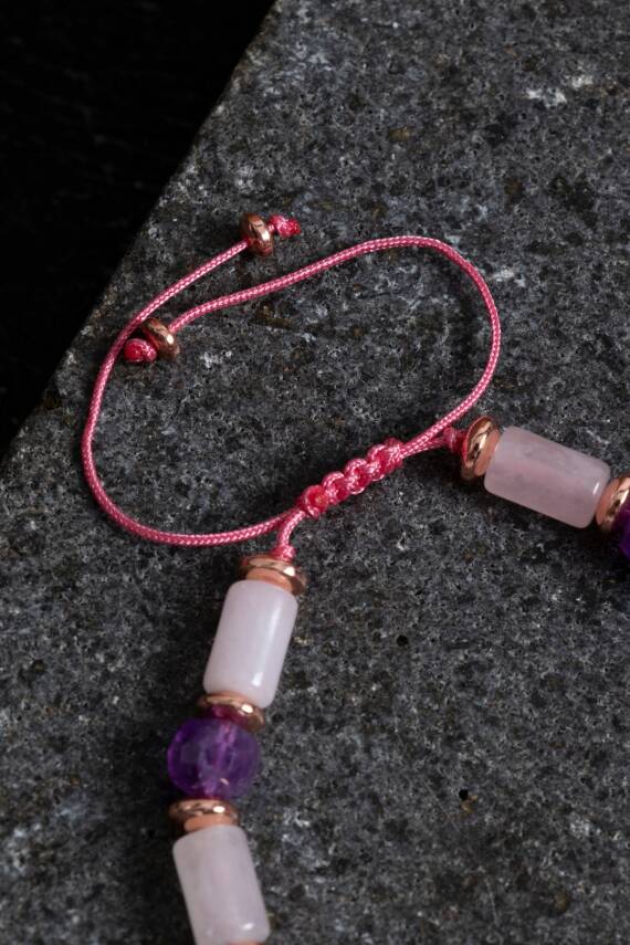 Sertifikalı Apatit, Pembe Kuvars ve Hematit Bileklik - 2