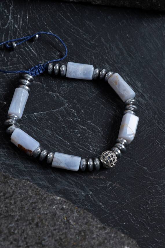 Sertifikalı Apatit, Pembe Kuvars ve Hematit Bileklik - 3