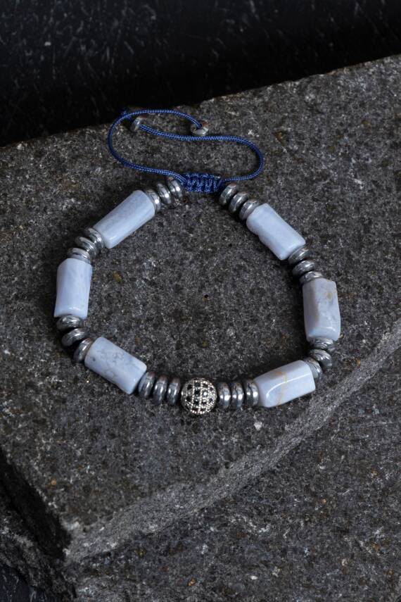 Sertifikalı Apatit, Pembe Kuvars ve Hematit Bileklik - 4