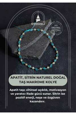 Sertifikalı Apatit, Sitrin Naturel Doğal Taş Makrome Kolye - Osmanlı Doğaltaş