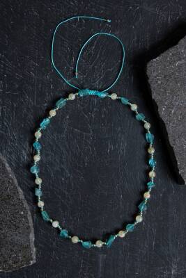 Sertifikalı Apatit, Sitrin Naturel Doğal Taş Makrome Kolye - 3