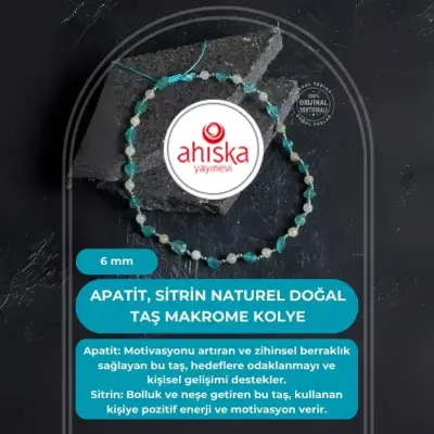 Sertifikalı Apatit, Sitrin Naturel Doğal Taş Makrome Kolye - Doğal Taş (1)