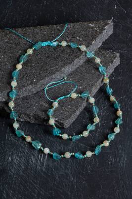 Sertifikalı Apatit, Sitrin Naturel Doğal Taş Makrome Set - Osmanlı Doğaltaş