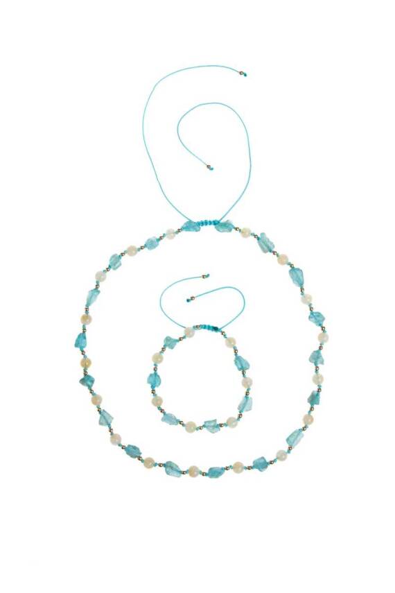 Sertifikalı Apatit, Sitrin Naturel Doğal Taş Makrome Set - 5