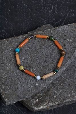 Sertifikalı Apatit, Sitrin ve Jasper Doğal Taş Bileklik - 2