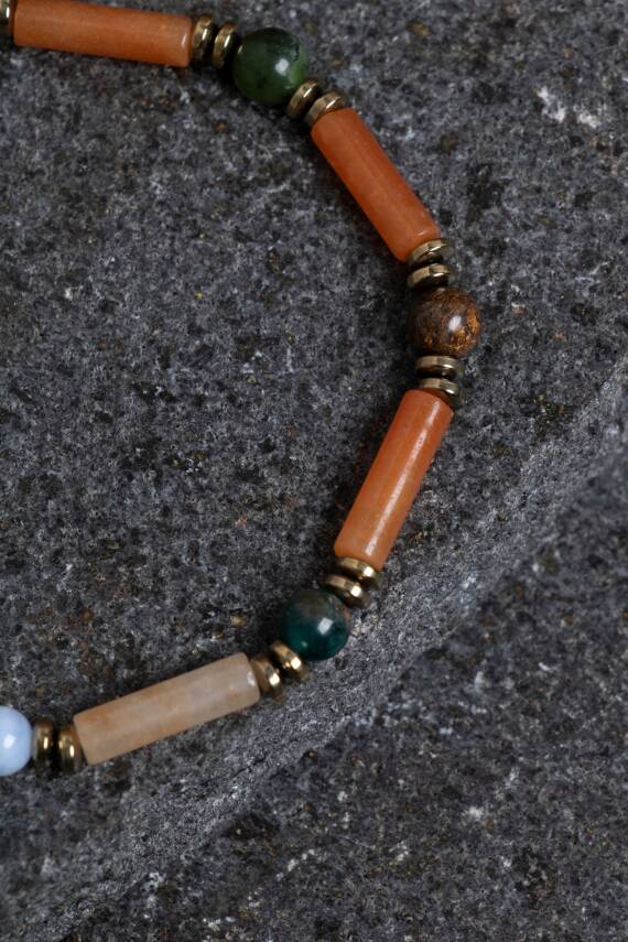 Sertifikalı Apatit, Sitrin ve Jasper Doğal Taş Bileklik - 3