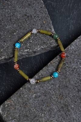 Sertifikalı Apatit, Turmalin ve Aventurin Doğal Taş Bileklik - 2