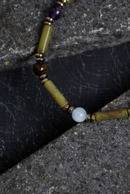 Sertifikalı Apatit, Turmalin ve Aventurin Doğal Taş Bileklik - 4