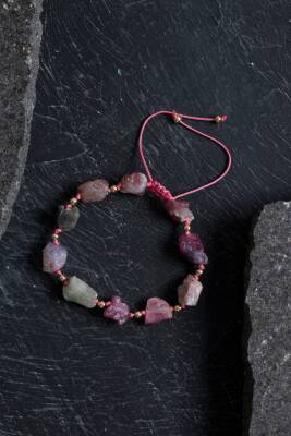 Sertifikalı Apatit ve Hematit Doğal Taş Makrome Bileklik - 3