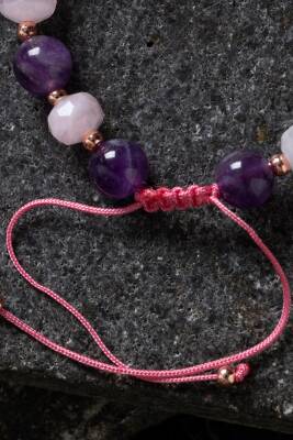 Sertifikalı Apatit ve Pembe Kuvars Doğaltaş Bileklik - 3