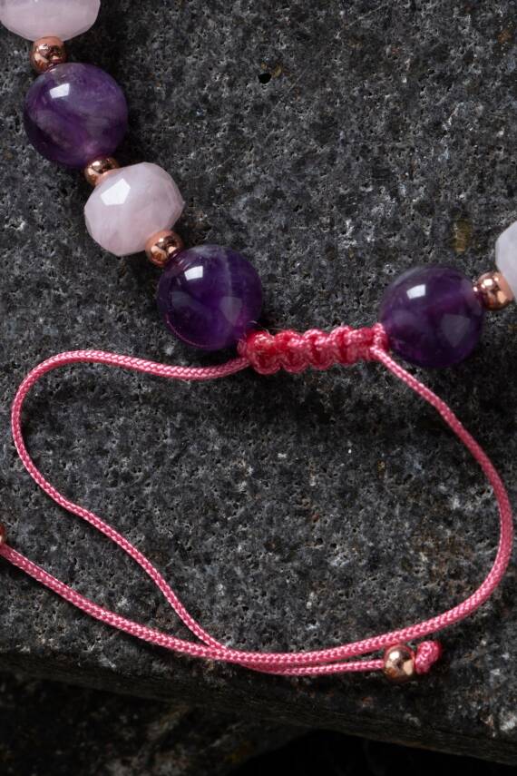 Sertifikalı Apatit ve Pembe Kuvars Doğaltaş Bileklik - 3