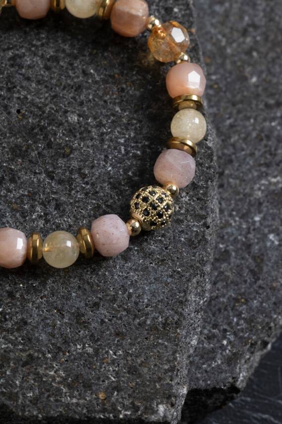 Sertifikalı Apatit ve Pembe Kuvars Doğaltaş Kolyey - 3