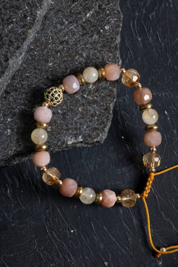 Sertifikalı Apatit ve Pembe Kuvars Doğaltaş Kolyey - 5