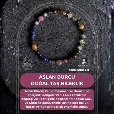Sertifikalı Aslan Burcu Doğal Taş Bileklik (SK:261) - 2