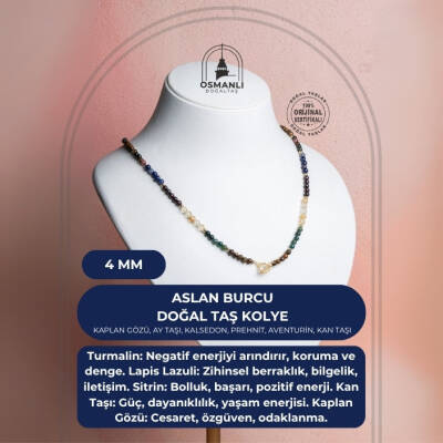 Sertifikalı Aslan Burcu Doğal Taş Kolye - 2