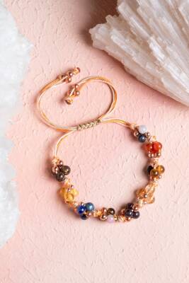 Sertifikalı Aslan Burcu Doğal Taş Makrome Bileklik - Osmanlı Doğaltaş