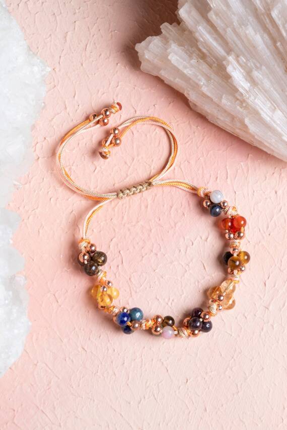 Sertifikalı Aslan Burcu Doğal Taş Makrome Bileklik - 1