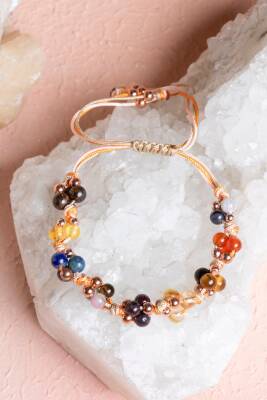 Sertifikalı Aslan Burcu Doğal Taş Makrome Bileklik - 2