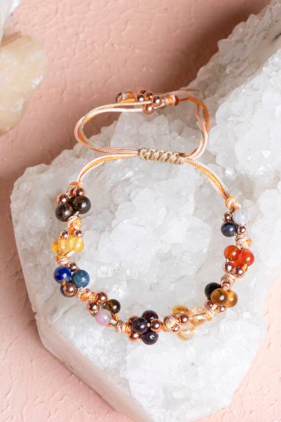 Sertifikalı Aslan Burcu Doğal Taş Makrome Bileklik - 2