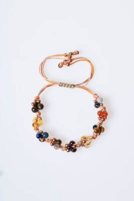 Sertifikalı Aslan Burcu Doğal Taş Makrome Bileklik - 5