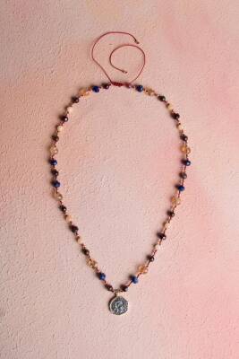 Sertifikalı Aslan Burcu Doğal Taş Makrome Kolye - 3