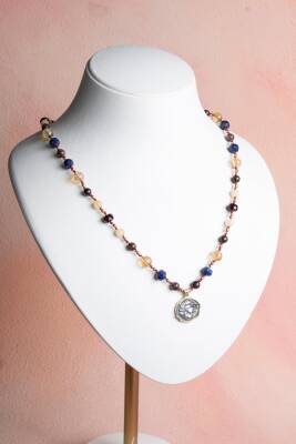 Sertifikalı Aslan Burcu Doğal Taş Makrome Kolye - Osmanlı Doğal Taş