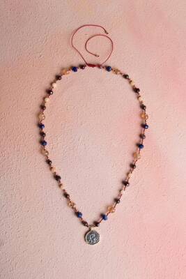 Sertifikalı Aslan Burcu Doğal Taş Makrome Kolye - 2