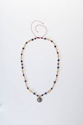 Sertifikalı Aslan Burcu Doğal Taş Makrome Kolye - 5