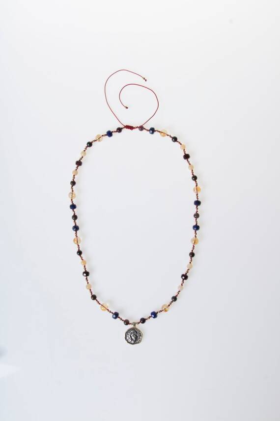 Sertifikalı Aslan Burcu Doğal Taş Makrome Kolye - 5