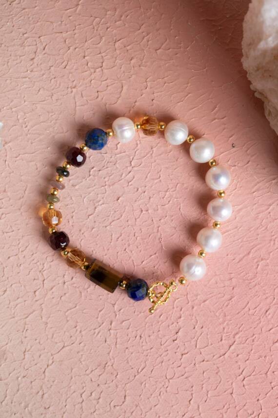 Sertifikalı Aslan Burcu Gümüş Kapama Doğal Taş Bileklik (SK:267) - 1