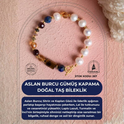 Sertifikalı Aslan Burcu Gümüş Kapama Doğal Taş Bileklik (SK:267) - 2