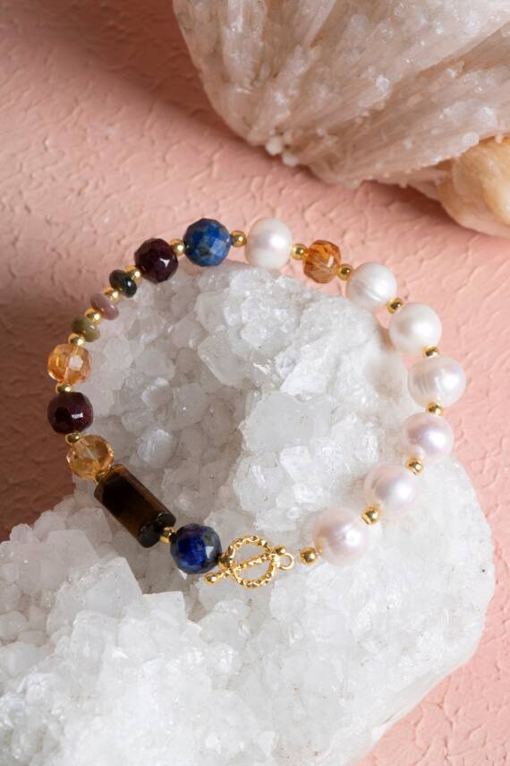 Sertifikalı Aslan Burcu Gümüş Kapama Doğal Taş Bileklik (SK:267) - 4