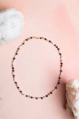 Sertifikalı Aslan Burcu Gümüş Yıldızlı Doğal Taş Kolye - Osmanlı Doğal Taş