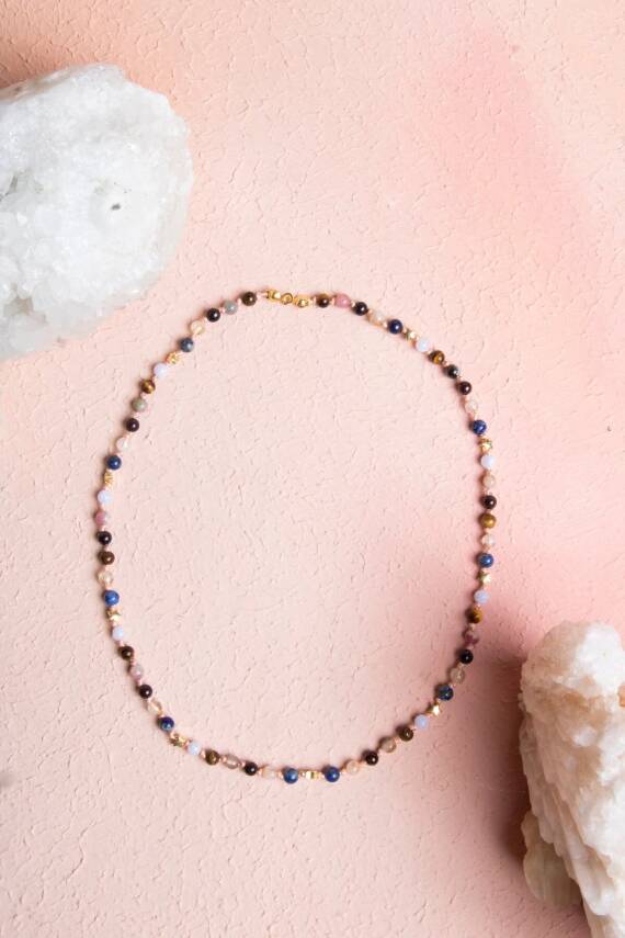 Sertifikalı Aslan Burcu Gümüş Yıldızlı Doğal Taş Kolye - 1