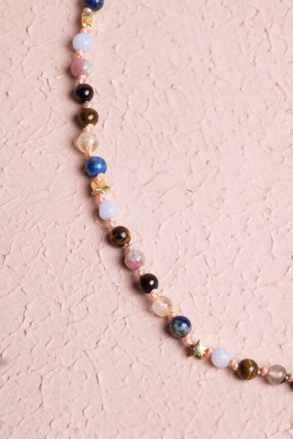 Sertifikalı Aslan Burcu Gümüş Yıldızlı Doğal Taş Kolye - 3