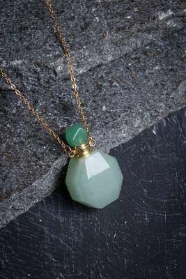 Sertifikalı Aventurin Doğal Taş Esans Şişesi Kolye - Osmanlı Doğal Taş