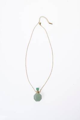 Sertifikalı Aventurin Doğal Taş Esans Şişesi Kolye - 4