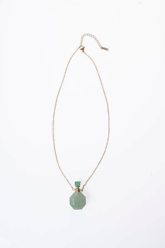 Sertifikalı Aventurin Doğal Taş Esans Şişesi Kolye - 4