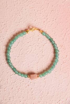 Sertifikalı Aventurin, Güneş Taşı Gümüş Aparatlı Doğal Taş Bileklik (SK:057) - Osmanlı Doğal Taş