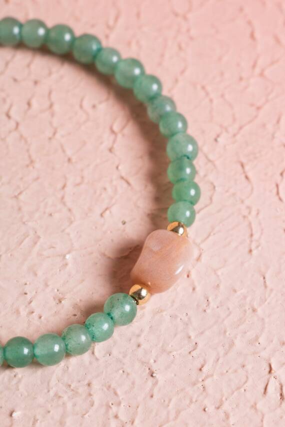 Sertifikalı Aventurin, Güneş Taşı Gümüş Aparatlı Doğal Taş Bileklik (SK:057) - 3