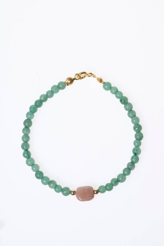 Sertifikalı Aventurin, Güneş Taşı Gümüş Aparatlı Doğal Taş Bileklik (SK:057) - 6