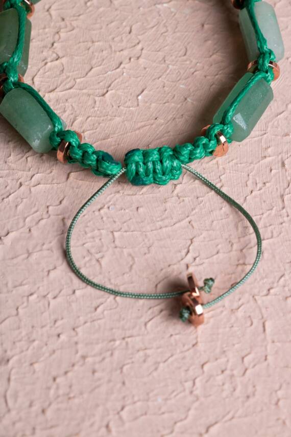 Sertifikalı Aventurin, Hematit Doğal Taş Makrome Bileklik - 4