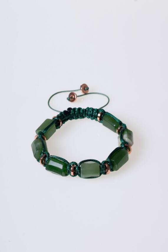 Sertifikalı Aventurin, Hematit Doğal Taş Makrome Bileklik - 5