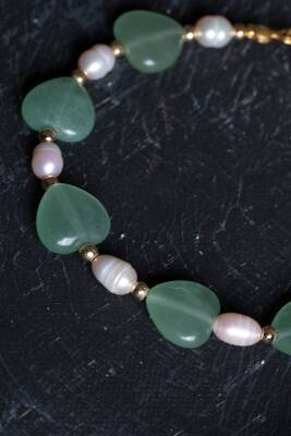 Sertifikalı Aventurin, İnci Gümüş Kapama Doğal Taş Bileklik (SK:181) - 5