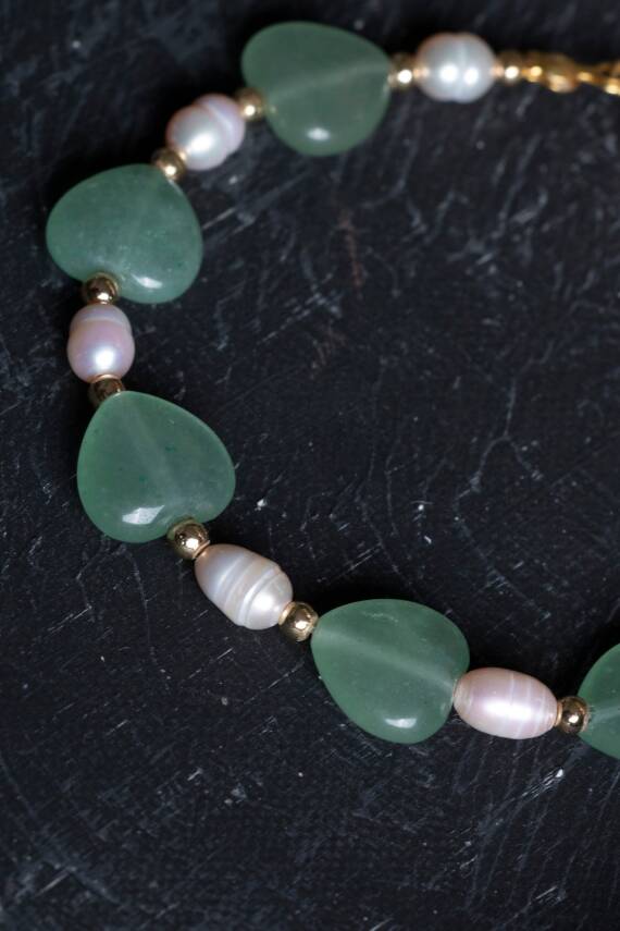 Sertifikalı Aventurin, İnci Gümüş Kapama Doğal Taş Bileklik (SK:181) - 5