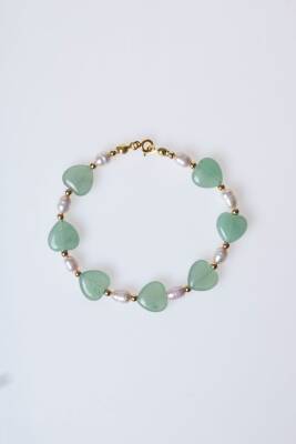 Sertifikalı Aventurin, İnci Gümüş Kapama Doğal Taş Bileklik (SK:181) - 6