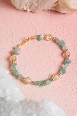 Sertifikalı Aventurin, Sitrin, Hematit Gümüş Doğal Taş Bileklik - Osmanlı Doğaltaş